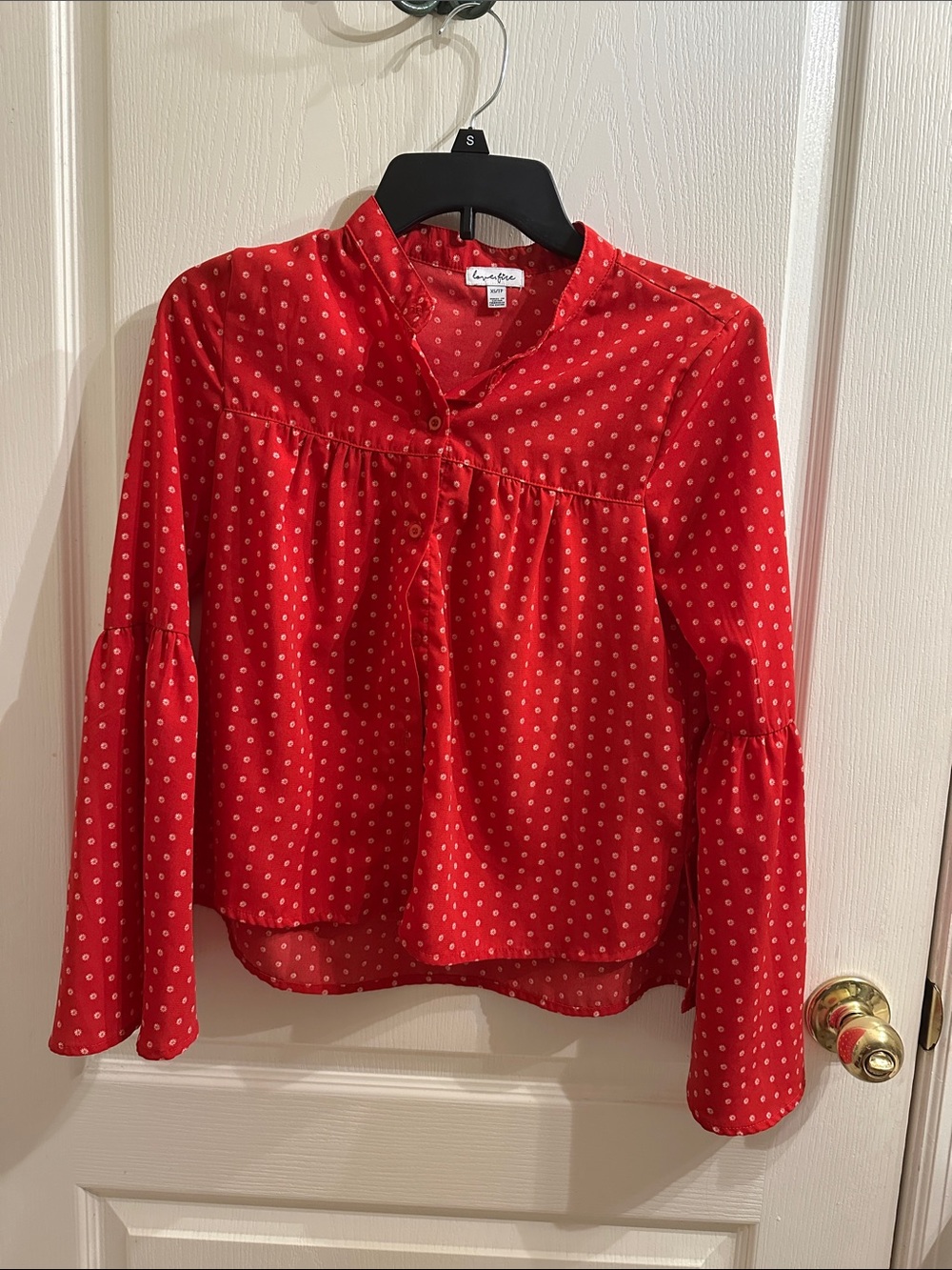 love, fire Red Bell Sleeve Blouse